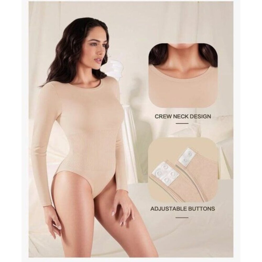 ✅ 3/$20 Sale-CLOZOZ Nude Shapewear Long Sleeve Bodysuit-New! Womens Small
